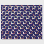 US Flagge Snowy Christmas Stars Patriotic Geschenkpapier (Flach)
