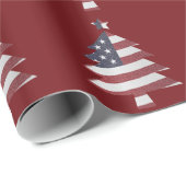 US Flagge Snowy Christmas Tree Patriotic Geschenkpapier (Rolleneckpunkt)