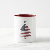 US Flagge Snowy Christmas Tree Patriotic Tasse (Zentrum)