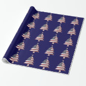 US Flagge Snowy Christmas Tree Patriotic W Geschenkpapier (Ungerollt)