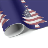 US Flagge Snowy Christmas Tree Patriotic W Geschenkpapier (Rolleneckpunkt)