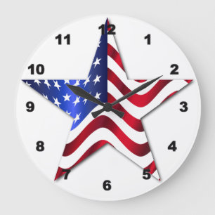 US-Flagge - Star - Akrylenuhr Große Wanduhr