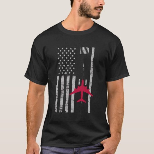 US-Flagge Start-Flugzeug-Pilot-Geschenk des Flugha T-Shirt (Vorderseite)