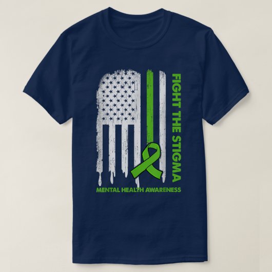 US-Flagge: Stigma-Bewusstsein für psychische Gesun T-Shirt (Design vorne)