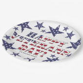 US Flagge Typografie Happy Veterans Day Pappteller (Schrägansicht)
