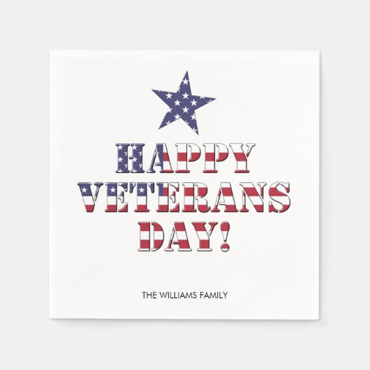 US Flagge Typografie Happy Veterans Day Serviette (Vorderseite)