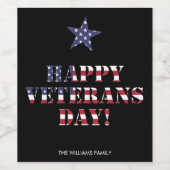 US Flagge Typografie Happy Veterans Day Weinetikett (Einzelnes Label)
