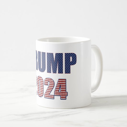 US Flagge Typografie Trump 2024 Kaffeetasse (VorderseiteRechts)