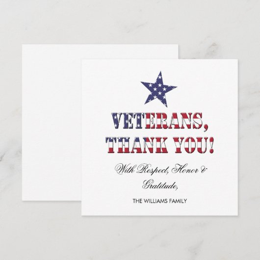US Flagge Typografy Veterans Vielen Dank (Vorne/Hinten)