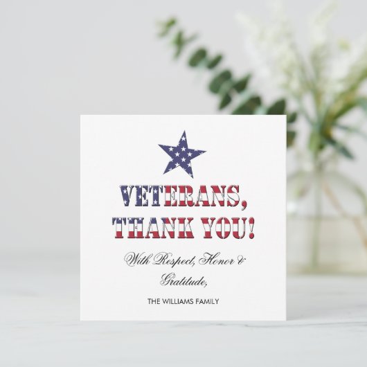 US Flagge Typografy Veterans Vielen Dank (Stehend Vorderseite)