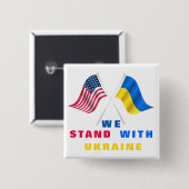 US-Flagge - ukrainische Flagge - Wir stehen mit de Button (Vorne & Hinten)