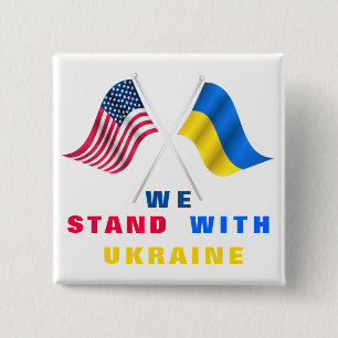 US-Flagge - ukrainische Flagge - Wir stehen mit de Button