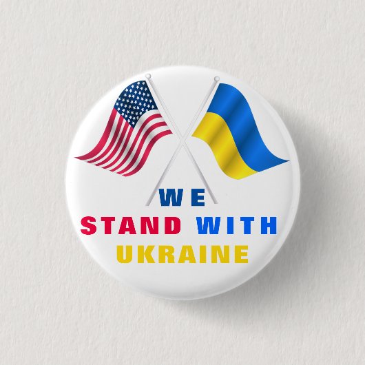 US-Flagge - ukrainische Flagge - Wir stehen mit de Button (Vorderseite)