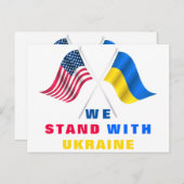 US-Flagge - ukrainische Flagge - Wir stehen mit de Postkarte (Vorne/Hinten)