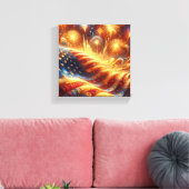US-Flagge und Feuerwerk am 4. Juli Leinwanddruck (Insitu (Wohnzimmer))