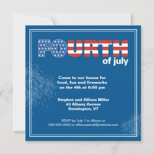 US Flagge und Feuerwerkskörper-Party Einladung