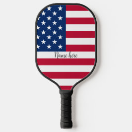 US-Flagge und Ihr Name Pickleball Schläger