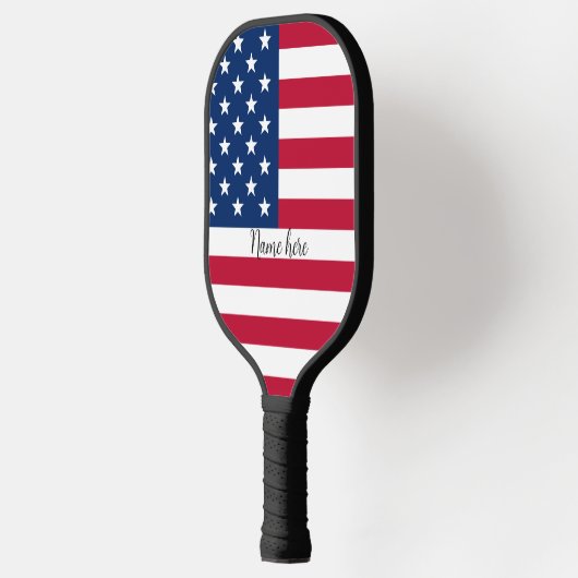 US-Flagge und Ihr Name Pickleball Schläger (Links)