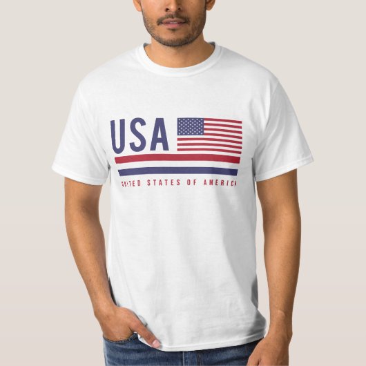 US-Flagge und ISO-Code Alpha-3-Design T-Shirt (Vorderseite)