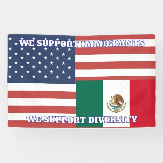 US-Flagge und mexikanische Flagge - Wir unterstütz Banner (Horizontal)
