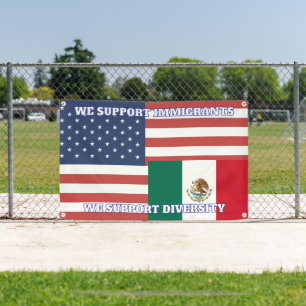 US-Flagge und mexikanische Flagge - Wir unterstütz Banner
