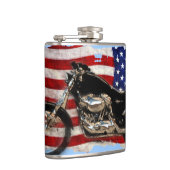 US-Flagge und Motorraddesign Flachmann (Rechts)