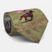 US-Flagge und Pferdewächter Amerikanische Rodeo Ar Krawatte (Gerollt)