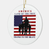 US-Flagge und Soldaten-Silhouette Keramik Ornament (Links)