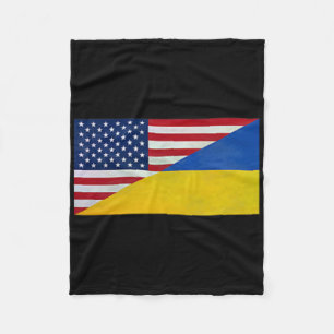 US-Flagge und ukrainische Flagge - Partnerschaft u Fleecedecke