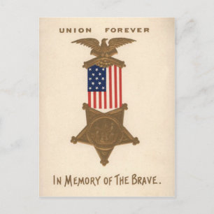 US-Flagge Union Bürgerkrieg Medaille Adler Postkarte