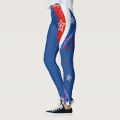 US Flagge unter abstrakter amerikanischer Flagge Leggings (Links)