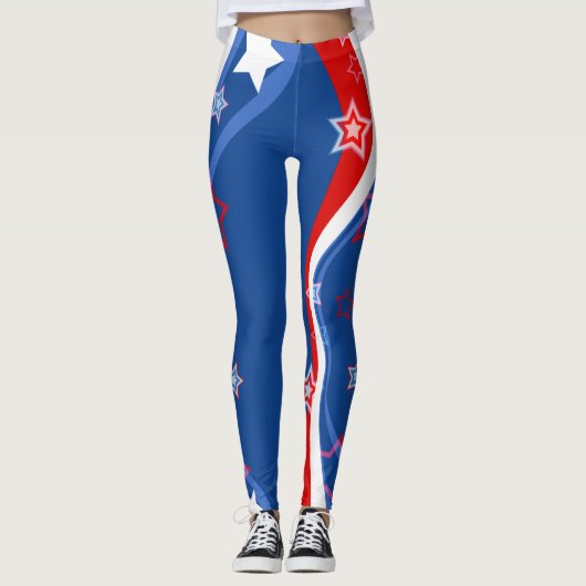 US Flagge unter abstrakter amerikanischer Flagge Leggings (Vorderseite)