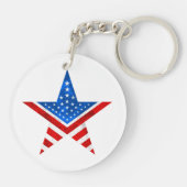 US Flagge unter amerikanischer Flagge mit 5 Sterne Schlüsselanhänger (Rückseite)