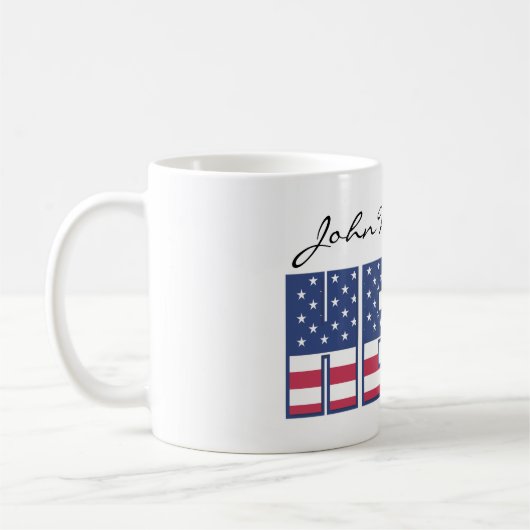US Flagge US-amerikanischer Herodatenname Kaffeetasse (Links)