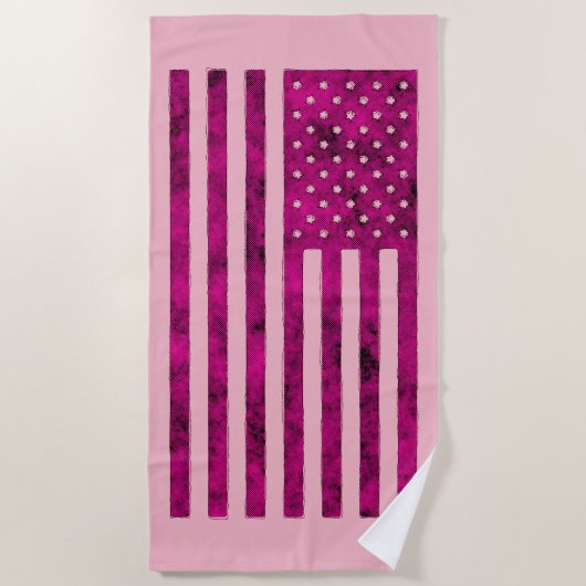 US Flagge: US-Flaggendesign in Rosa Strandtuch (Vorderseite)
