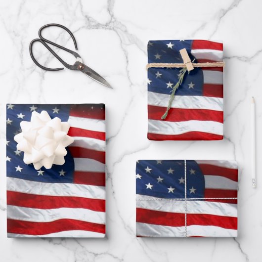 US Flagge USA Patriotische amerikanische Flagge Geschenkpapier Set (Vorderseite)