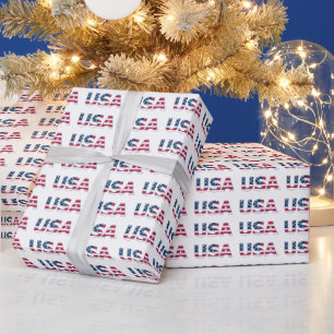 US Flagge "USA" rot, weiß und blau Geschenkpapier