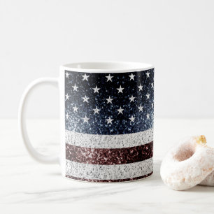 US-Flagge Vintage blaue Glitzern Glitzer Kaffeetasse