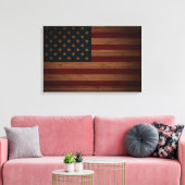 US Flagge (Vintages Holz, US-Flagge) Leinwanddruck (Insitu (Wohnzimmer))