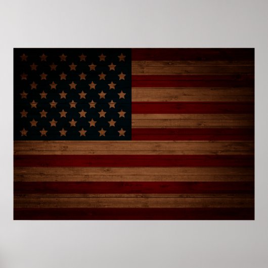 US Flagge (Vintages Holz, US-Flagge) Poster (Vorne)