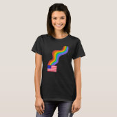 US-Flagge Wavy Rainbow ROYGBIV Prix in USA Ra T-Shirt (Vorne ganz)