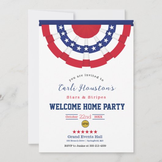 US Flagge Welcome Zuhause Party Einladung (Vorderseite)