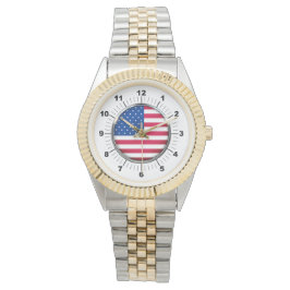US-Flagge - Zwei-Tonen-Armband-Uhr Armbanduhr
