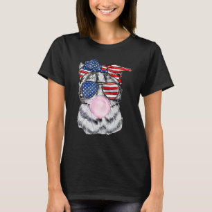 US-Flaggen-Brille-Katze-Bubble-Gum-4.-Juli-Patriot T-Shirt