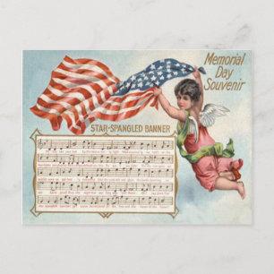 US-Flaggen Engel Cherub Sternenbanner Postkarte