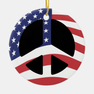 US-Flaggen-Friedenszeichen-Verzierung Keramikornament