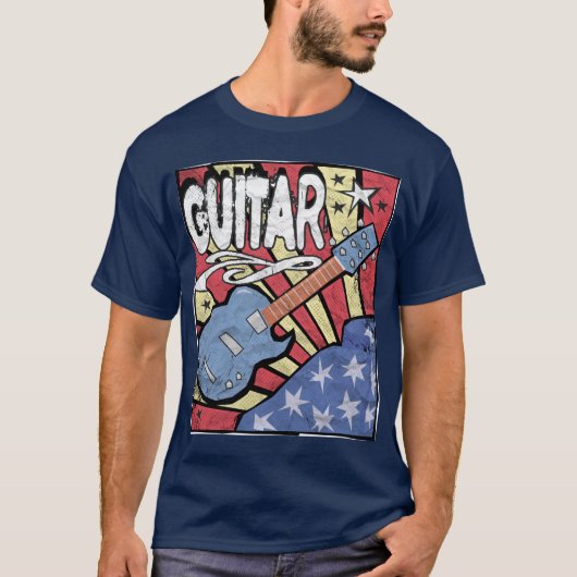US-Flaggen-Gitarre beunruhigt T-Shirt (Vorderseite)