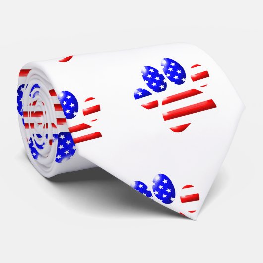 US-Flaggen-Hundepfotenabdruck Krawatte (Gerollt)