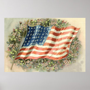 US-Flaggen-Kranz Blumen Memorial Day Poster