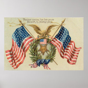 US-Flaggen-Kranz-Medaille-Adler Poster